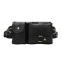 Men's Genuine Leather Waist Bags Vintage Crossbody Hip Purse - Black