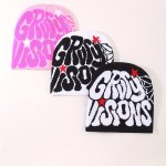 3PCS Set Women's Y2K Love & Letter Jacquard Knit Beanies - Breathable Stretchy No-brim Hats For Street Style