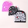 3pcs Set Women's Y2K Love & Letter Jacquard Knit Beanies - Breathable Stretchy No-Brim Hats For Street Style