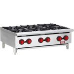Iron Range IRHP-36-6B 36" Six Burner Countertop Commercial Gas Hot Plate Stainless Steel 150 000 Btu Etl Listed High Heat Cast I