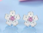 Pink Stone Daisy Stud Earing 925 Sterling Silver