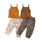 Printed Pants With Ribbed Tank Top Mustard 5-6Y