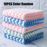 10PCS Ultra-soft Coral Velvet Microfiber Towels - Absorbent & Reusable For Kitchen Bathroom Car Wash & Window Cleaning