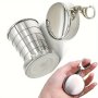 75ML Stainless Steel Collapsible Cup With Keychain - Pvc Free Hand Wash Foldable Design For Camping & Outdoor Activities Oval Shape