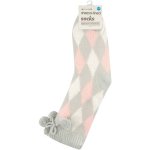 Clicks Argyle Sherpa Slipperswith Gel Pads Grey & Pink