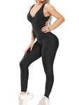 Honeycomb Scrunchbum Jumpsuit - Black - Small