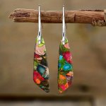 2PCS Fashion Retro Earrings Imitation Turquoise Earrings Bohemian Earrings Jewelry Women's Earrings Jewelry Birthday Anniversary