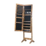 Elegant Jewelry Storage Cabinet With Full Length Mirror - Country Brown