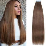 Amella Hair Tape In Hair Extensions Human Hair 12 Inches 40G PACK 20PCS Straight Seamless Skin Weft Jet Black Tape Hair Extensio