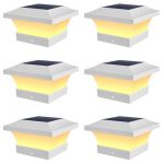 T-sun Solar Post Cap Lights Waterproof Outdoor Solar Powered Deck Fence Post Lights For 4 X 4 Wooden vinyl Posts 3000K Warm Whit