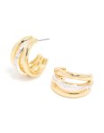 Mixed Metal Plated Cubic Zirconia Pav Illusion Hoop Earrings