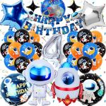 Space Themed Party Decorations - Outer Space Birthday Decorations For Boys 4TH Astronaut Balloon With Rocket Foil Balloons Galax