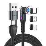 Statik 360 Pro Magnetic Charging Cable - Type C Charger Fast Charging 3 In 1 USB C To USB C Cable Micro USB &