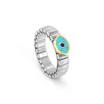 Extension Ring In Stainless Steel With Turquoise Eye Of God