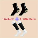 1PAIRS Outdoor Sports Football Socks & 1PAIR Calf Sleeves Set Non-slip Grip Socks Soccer Socks