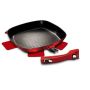 28CMMARBLE Coating Grill Pan With Detachable Handle - Burgundy