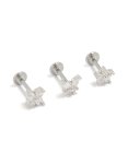 Surgical Steel Cubic Zirconia Floral Flat Back Studs 3-PACK