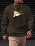 Fashion Cute Bear Print Men's Pullover Round Neck Long Sleeve Sweatshirt Loose Casual Top For Autumn Winter Men's Clothing As Gi