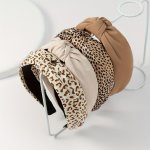 4 Pcs Fabric Leopard Printed Headband Cross Top Knot Hair Bands Hairband Hair Accessories Twisted Knotted Head Wrap
