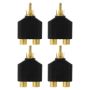 4PCS Subwoofer Splitter Adapter: Dual Female Y Cable Connector Analog Av