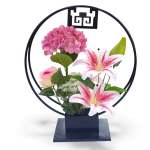 Artificial Flower Arrangement On Stand Pink