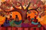 Canvas Wall Art - African Villagers Under A Tree - A1495 - 120 X 80 Cm