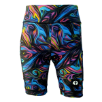 High Waist Ladies Cycling Shorts - Peacock Marble - Ladies L - 36
