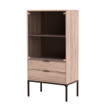 Drinks Cabinet Glass Doors - Pine In Chestnut Finish