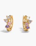 Goldair Gold Plated Sterling Silver Multi Cubic Zirconia Huggie Earrings