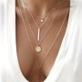 1 Fashion Layered Star Round Pendant Necklace For Women Women's Fine Jewelry Elegant Accessories Trendy