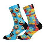 Kids Emoji & Blocks Combo Socks