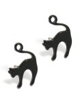 Black Acrylic Cat Stud Earrings