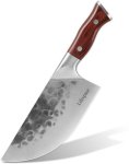 1 Piece Carbon Steel Stainless Steel Cleaver 7.6" Curved Blade Meat With A Pakkawood Handle