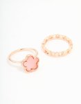 Rose Gold Flower Petal Rings 2-PACK - M l
