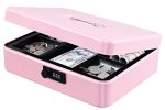 Kyodoled Metal Cash Box With Combination Lock Money Box For Cash Safe Metal Box With Money Tray For Security Lock Box 11.81"X 9.