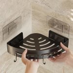 Space-saving Triangle Corner Shelf - Durable Wall-mounted Bathroom Organizer For Shampoo Shower Gel & Cosmetics - Easy Install A