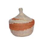 Orange Woven Basket With Lid