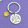 She's Sunshine Mixed With A Litter Hurricane Inspirational Keychain Cute Sun Flower Key Ring Gift For BFF Friends Besties