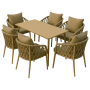 Outdoor Dining Set - 6 Seater 150 80 Cm Metal Table