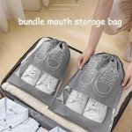 Drawstring Shoe Storage Bag Dacron Portable Foldable Clear Towel Storage Bag Practical Travel Accessory
