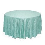 Your Chair Covers - 132 Inch Round Crinkle Taffeta Tablecloth - Robin Egg Crushed Shiny Dining Table Cloth For Wedding Party Bir