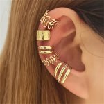 5PCS/SET Trendy Elegant Design Ear Cuff Set Classic Elegant Style Women's Ear Bone Clip Set No Piercing Clip On Earrings Leaf Sh