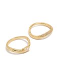 Goldair Gold Plated Cubic Zirconia Pave Stacking Rings 2-PACK - M l
