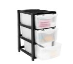3 Drawer Unit Black & Clear