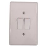 Lear Wall Switch White 2 Lever 1 Way 50 X 100MM Metal