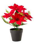 Artificial Poinsettia In Black Pot Assorted - None White