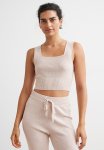 Fine-knit Crop Top - Light Beige