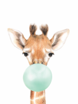 Bubble Gum Giraffe - Wall Art Print Mint - A1