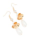 Goldair Gold Pearl Teardrop Flower Drop Earrings