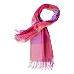 Thin Polyester Blocked Scarf - Pinks